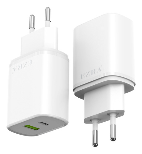 Carregador Rápido Para Telemóvel 5v/2.4a Usb + Type-c Cor Branco