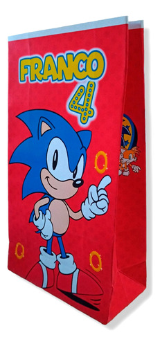 10 Bolsitas Sorpresita Personaliza Papel Foto Sonic- K