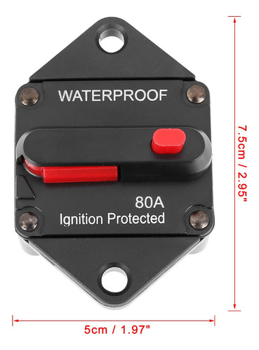 Botón Rojo Fusibles Coche 80a Impermeable Para Coche Y Vehíc