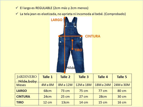 Imagen 8 de 8 de Jardinero Jean Bebe Denim Elastizado Unisex, Nildé.baby