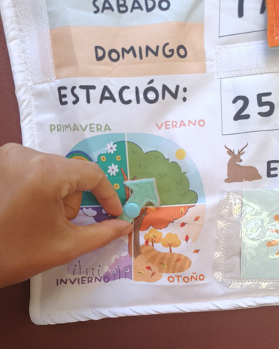 Calendario Didáctico Infantil De Tela Educativo Para Colgar Basico