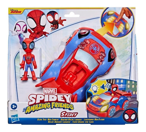 Spidey Amazing Friends Con Carro Araña Con Luces Y Sonidos