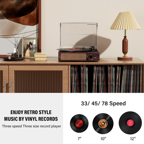 Tocadiscos De Vinilo Receptor Bluetooth Incorporado Y 2...