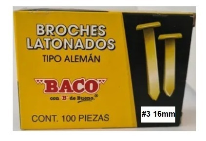 Broche Baco Latonado No. 3 Tipo Aleman - 100 Piezas