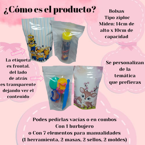 Bolsas Golosinas + Burbujeros Ambos Personalizados X25 Surtidos