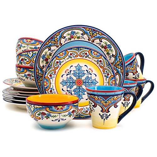 Euro Ceramica Zanzíbar Colección De 16 Piezas De Vajilla De 