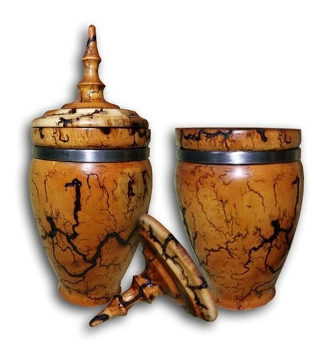 Vaso Madeira Linda Peça Decorativa Jarro Ânfora Porta Jóia