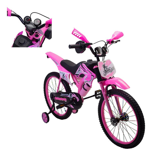 Bicicleta Infantil Moto Para Niño 16'' Con Ruedas Auxiliares