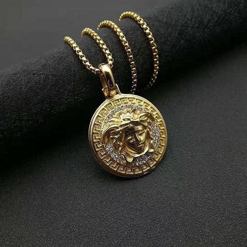 Collar With Colgante De Medusa De Diamantes Y Baño De Oro