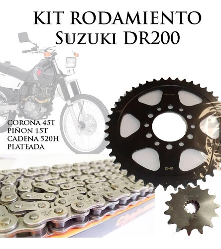 Imagen 4 de 5 de Kit Rodamiento Corona Piñon Suzuki Dr200