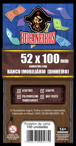 Sleeve Customizado Para Banco Imobiliário Dinheiro (52x100)