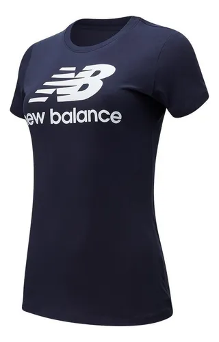 Camiseta New Balance Essentials Stacked Para Mujer-azul