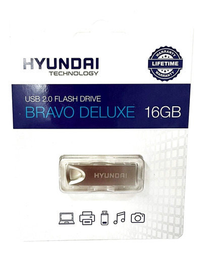 Hyundai Memoria Portatil Usb 16gb 2.0 Metalica Color  Plata