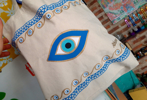 Ojo Turco Bolso Playa Rayon Resistente Original Evil Eye