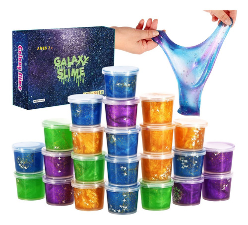 28 Paquetes De Slime De Galaxia Coloridos, Elasticos Y Antia