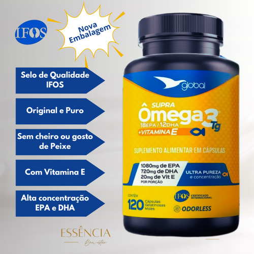 Kit Com 3 Omega 3 Com Vitamina E 1800 Mg Selo Ifos 360 Caps
