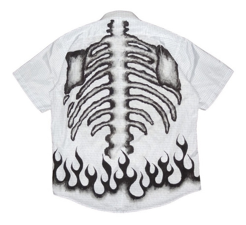 Imagen 5 de 6 de Camisa Bones Esqueleto Huesos Grunge Zombie Pintada A Mano C