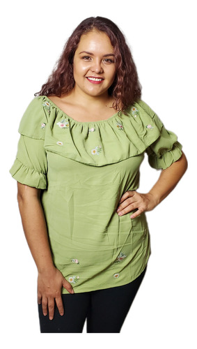Blusa Bordada Olan Grande Extra Estirable 1xl 2xl 3xl