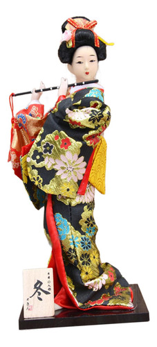 Elegante Pieza De Arte De Muñeca Geisha Japonesa Para