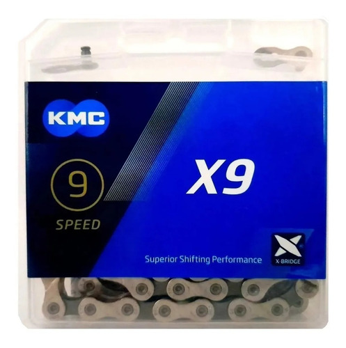 Corrente Kmc X9 Silver Prata 116l 9v Shimano Sram MTB Speed