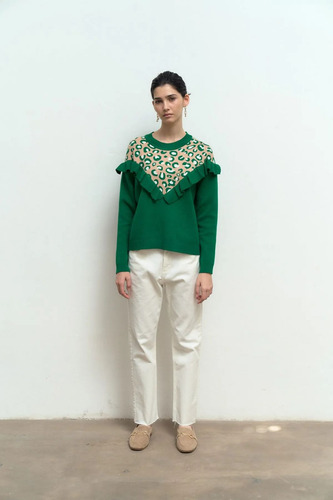 Sweater Animal Print Con Volados Hilado Bremer