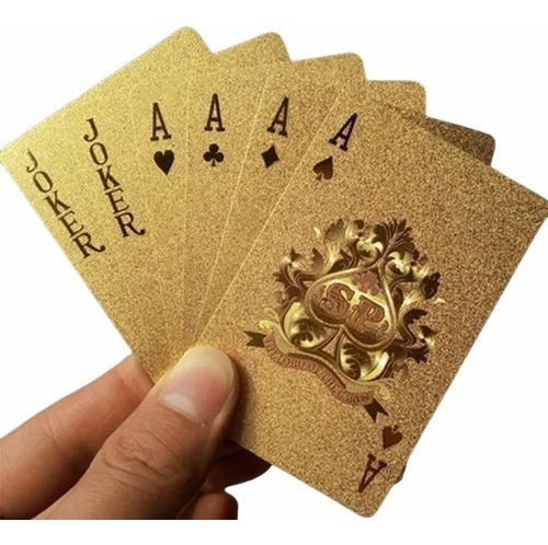 Set De 54 Cartas Doradas Plastificadas Impermeables Poker
