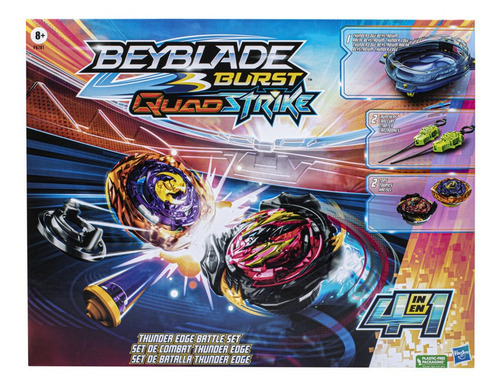 Juego De Batalla Beyblade Burst Quadstrike Thunder Edge Color Azul