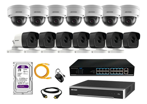 Camara De Seguridad Ip Full Hd Kit 14 Hikvision Disco 2tb Wd