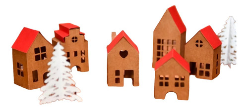 30 Mini Casitas Caladas Navideñas Kfrat Decoración Original