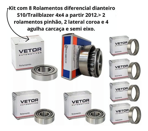 Kit Todos Os Rolamento Diferencial Dianteiro S10 Trailblazer