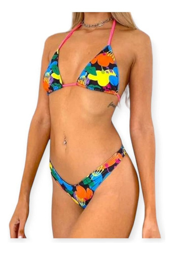 Bikini Triangulo  Push Up Colaless Ancha Estampadas Y Lisas