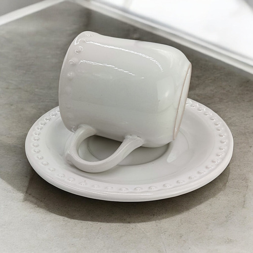 Taza Y Plato P Taza Emboss Mauve Blanca 4 Personas 8 Color Blanco