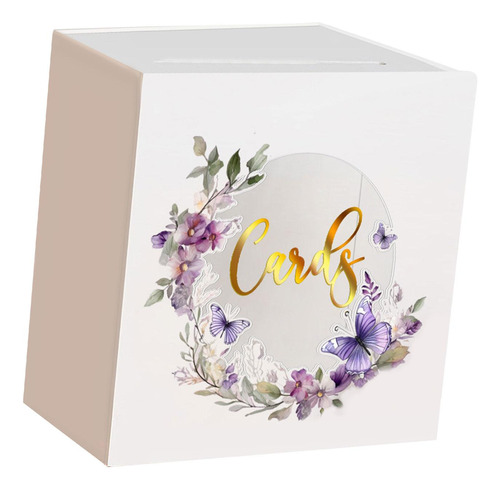 Caja De Tarjeta De Acrílico De Boda Con Estampado Floral De