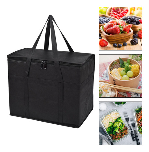Bolsas De Comestibles Aisladas Negro Con Parte Inferior