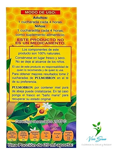 Pulmobron Jarabe Miel Tomillo 220 Ml - Original 100% Pb1
