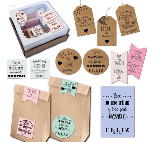 Kit Imprimible Emprendedores Tags, Etiquetas Y Tarjetas Byn