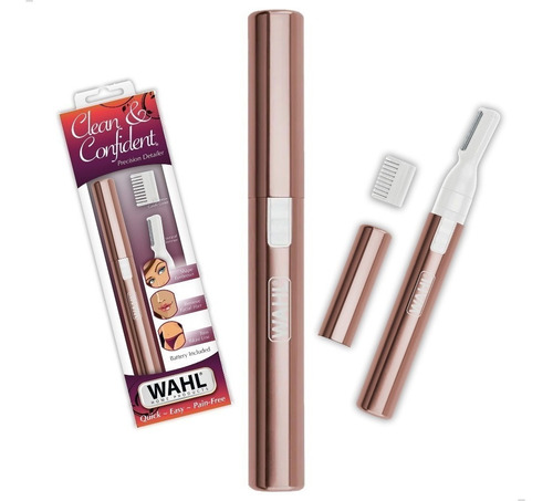 Mini Aparador Elétrico Caneta Wahl Pelos Rosto Sobrancelhas Cor Rosa Pilha AA
