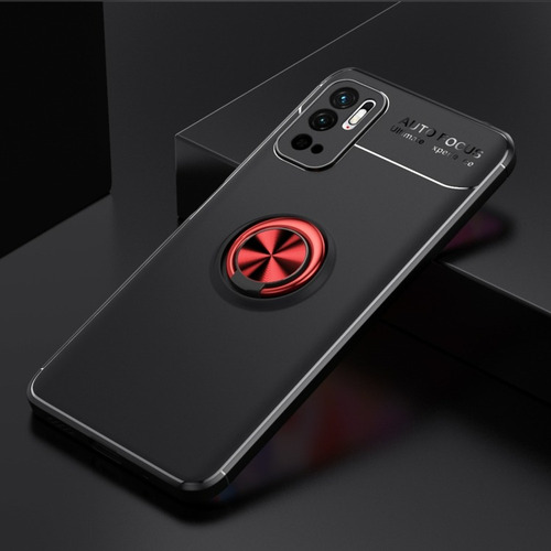 Funda Metal Ring Xiaomi Poco M3 Pro/redmi Note 10 5g + Mica Color Negro-rojo