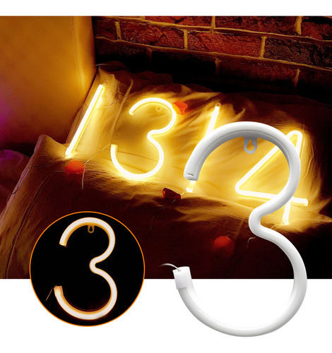 Lámpara De Neón Romántica Con Números Luminosos Con Luz Led