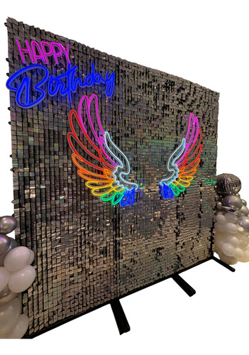 Alquiler Shimmer Wall Cartel Neon Para Eventos Y Cumpleaños Plateado