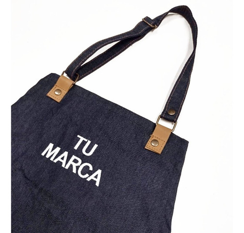 Imagen 5 de 6 de Delantal De Jean Y Cuero Vacuno Bordado Con Tu Marca O Logo