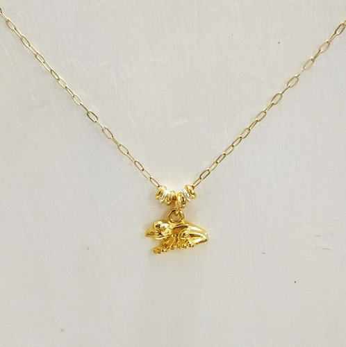 Collar Rana Semanario Baño Oro 18k Lam Cristales Color Dorado