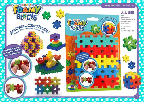 Foamy Blocks 80 Bloques 3d Encastrables Goma Eva Figuras