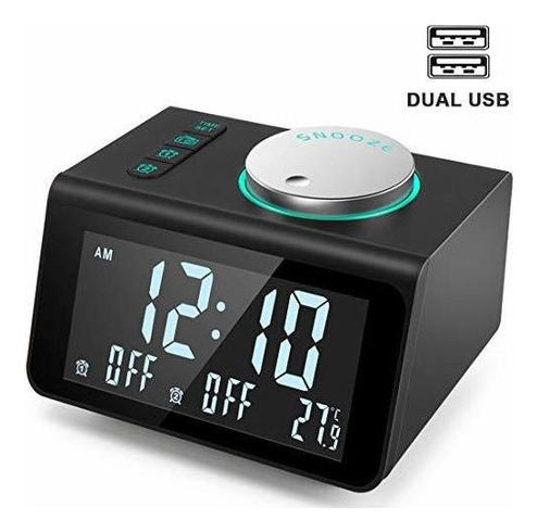 Radio Reloj Despertador Anjank Radio Fm, Puertos Carga Usb