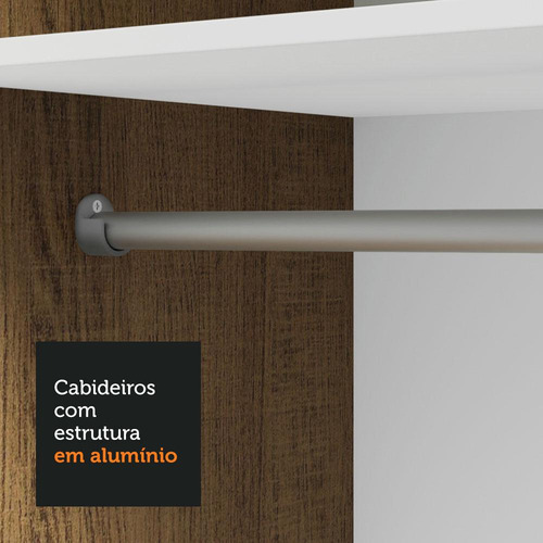 Guarda-roupa Solteiro 2 Portas C/ Espe Milano Madesa Rp Cor Rustic/Preto