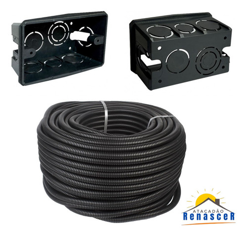 Caixa De Luz 4x2 Kit C/20+ Conduite Eletroduto 3/4 50 Metros