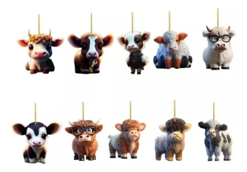 10 Piezas De Decoración Navideña Con Colgantes De Vaca