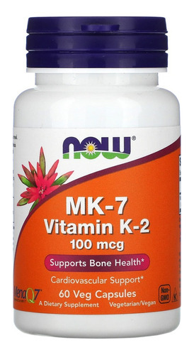 Now Foods Mk-7 Vitamina K-2 100mcg 60caps Veg Eua/usa Sabor Sem sabor