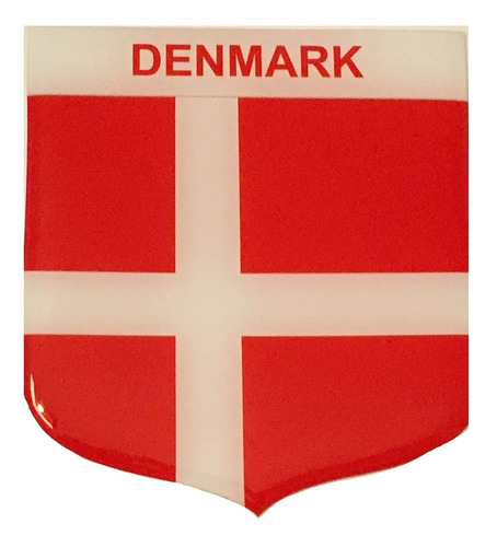 Adesivo Resinado Em Escudo Da Bandeira Da Dinamarca