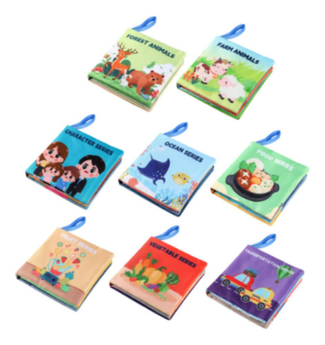 8 Libros Suaves Para Bebés, Juguetes 11,5 X 11,5 X 2 Cm